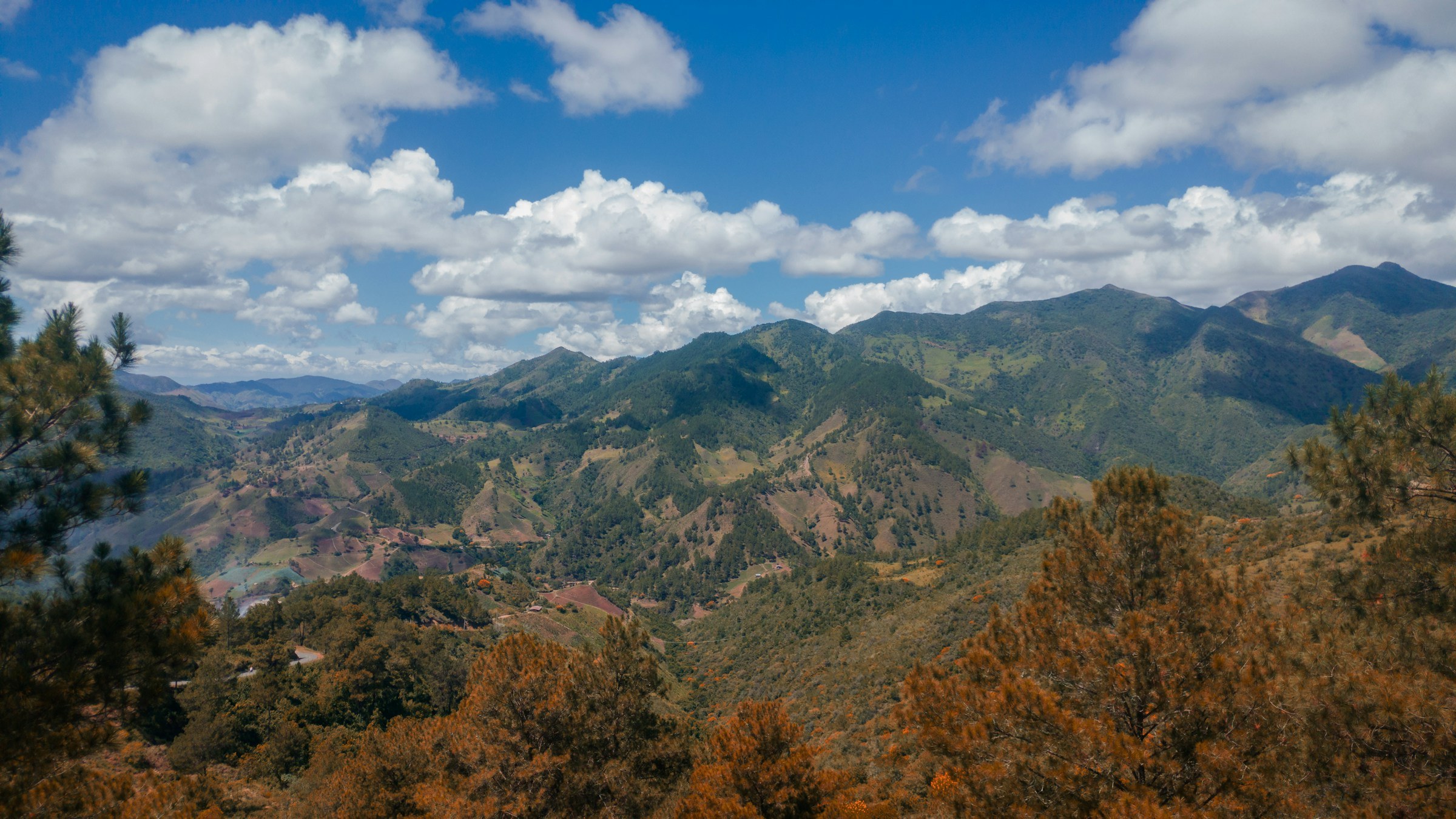 Green mountains and countryside in the Dominican Republic